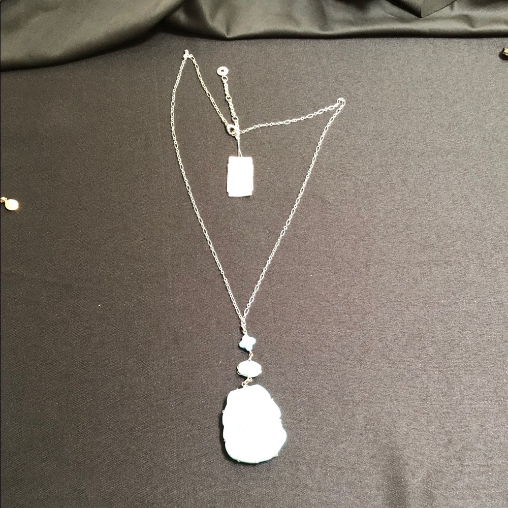 Silver-tone White Stone Pendant Necklace - Women Jewelry